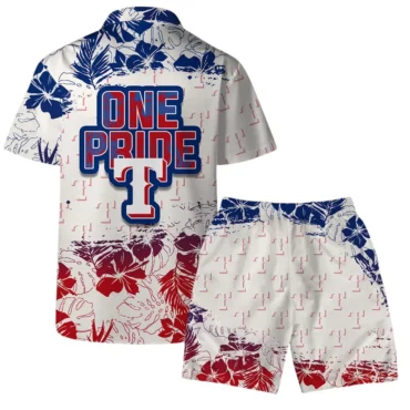 Texas Rangers Pride Floral Hawaiian Shirt