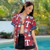 Texas Rangers Red Fan Favorites Hawaiian Shirt Mockup Women - TeeAloha