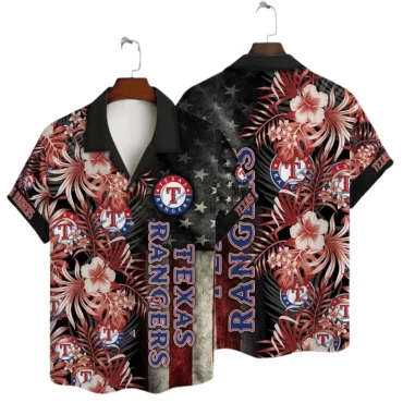 Texas Rangers Stars & Stripes Floral Hawaiian Shirt