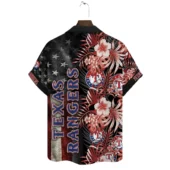 Texas Rangers Stars Stripes Floral Hawaiian Shirt Back - TeeAloha