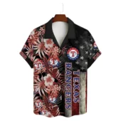 Texas Rangers Stars Stripes Floral Hawaiian Shirt Front - TeeAloha