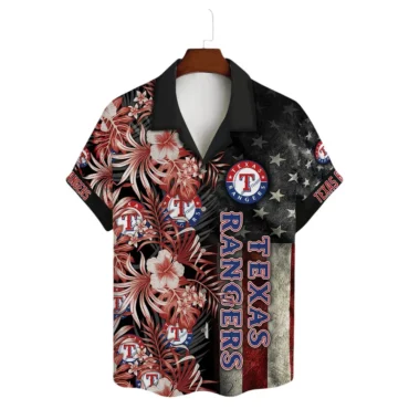 Texas Rangers Stars & Stripes Floral Hawaiian Shirt