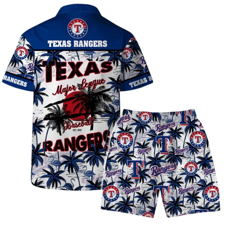 Texas Rangers Sunset League Hawaiian Shirt