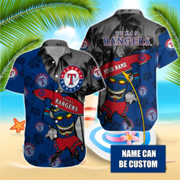 Texas Rangers Surf Tiki Custom Hawaiian Shirt