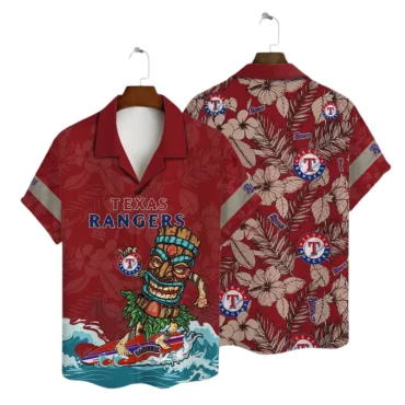 Texas Rangers Surfer Tiki Hawaiian Shirt