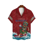 Texas Rangers Surfer Tiki Hawaiian Shirt Front - TeeAloha