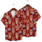 Texas Rangers Tiki Red Hawaiian Shirt - TeeAloha