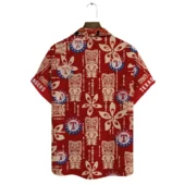 Texas Rangers Tiki Red Hawaiian Shirt Back - TeeAloha