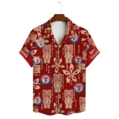 Texas Rangers Tiki Red Hawaiian Shirt Front - TeeAloha