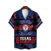 Texas Rangers Tiki Sunset Hawaiian Shirt Front - TeeAloha