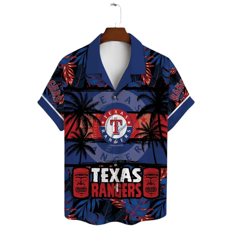 Texas Rangers Tiki Sunset Hawaiian Shirt