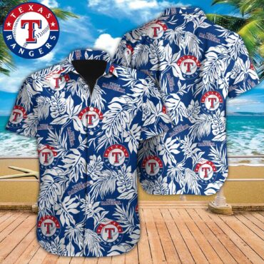 Texas Rangers Tropical Leaf Breeze Hawaiian Shirt