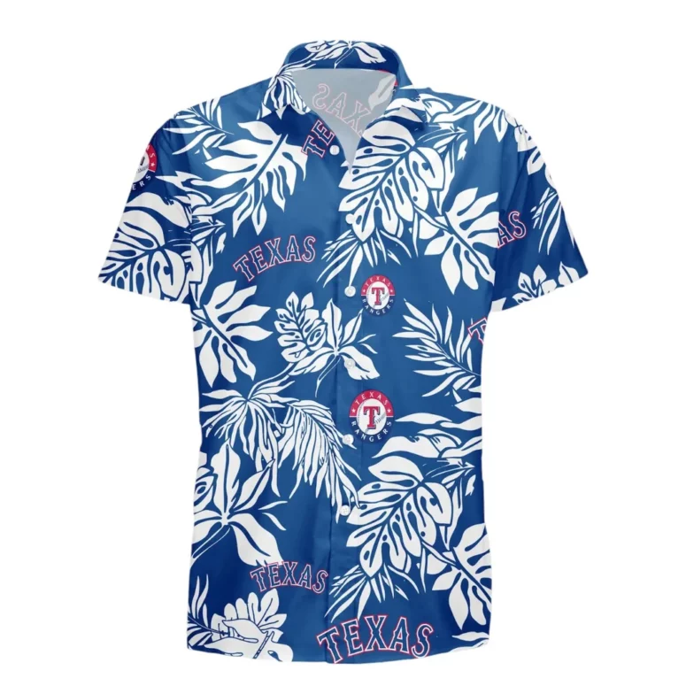 Texas Rangers Tropical Leaf Hawaiian Shirt