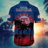 Texas Rangers Tropical Sunset Hawaiian Shirt Back - TeeAloha