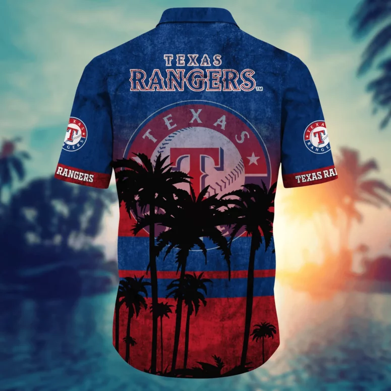 Texas Rangers Tropical Sunset Hawaiian Shirt