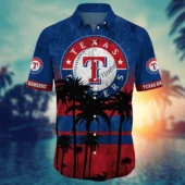 Texas Rangers Tropical Sunset Hawaiian Shirt Front - TeeAloha