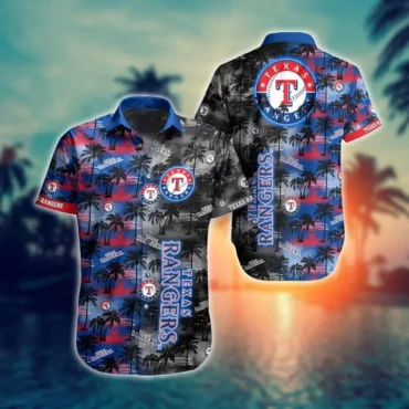 Texas Rangers Twilight Palm Hawaiian Shirt