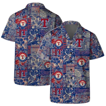 Texas Rangers Vintage Patchwork Hawaiian Shirt