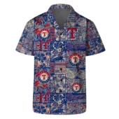 Texas Rangers Vintage Patchwork Hawaiian Shirt Front - TeeAloha