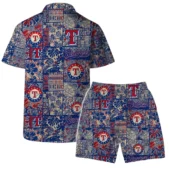 Texas Rangers Vintage Patchwork Hawaiian Shirt With Short - TeeAloha