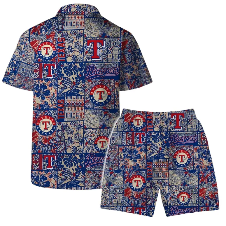 Texas Rangers Vintage Patchwork Hawaiian Shirt