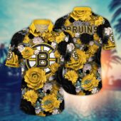 Boston Bruins Floral Passion Hawaiian Shirt - TeeAloha