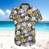 Boston Bruins Paradise Bloom Hawaiian Shirt Front - TeeAloha