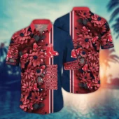 Boston Red Sox Bold Midnight Blooms Hawaiian Shirt