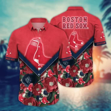 Boston Red Sox Chevron Floral Vibe Hawaiian Shirt