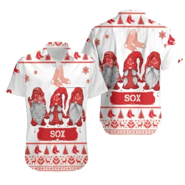 Boston Red Sox Christmas Gnomes Festive Hawaiian Shirt