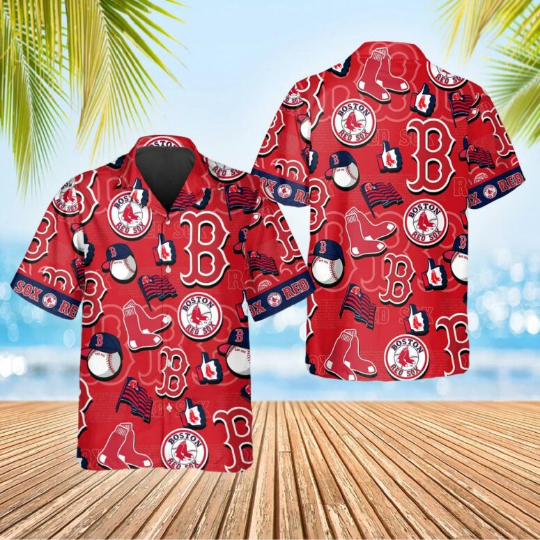 Boston Red Sox Classic Logo Collage Hawaiian Shirt