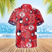 Boston Red Sox Classic Logo Collage Hawaiian Shirt Back - TeeAloha