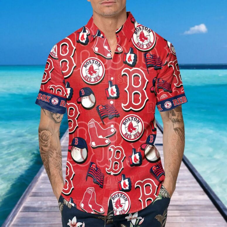 Boston Red Sox Classic Logo Collage Hawaiian Shirt