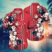 Boston Red Sox Elegant Floral Stripe Hawaiian Shirt