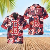 Boston Red Sox Floral Logo Hawaiian Shirt - TeeAloha