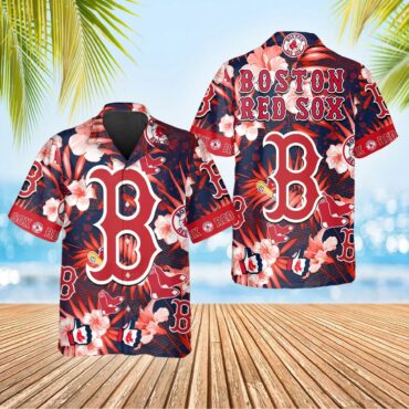 Boston Red Sox Floral Logo Hawaiian Shirt