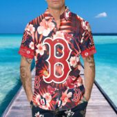 Boston Red Sox Floral Logo Hawaiian Shirt Mockup Front Man - TeeAloha