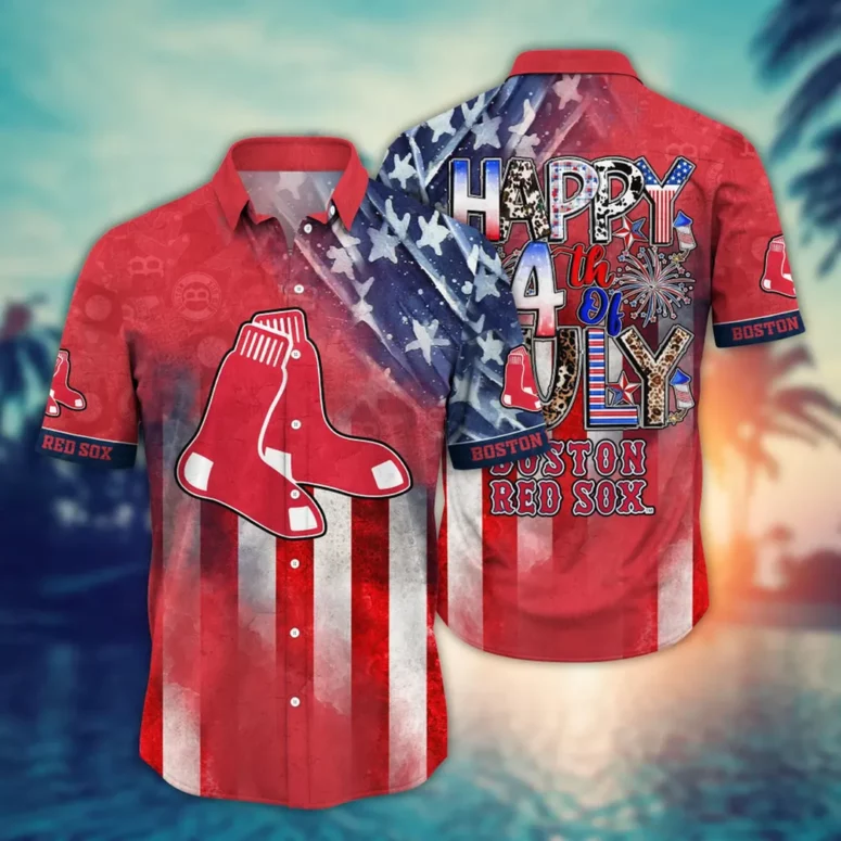 Boston Red Sox Patriotic 4th of July Tribute Hawaiian Shirt