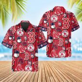 Boston Red Sox Pinstripe Logo Collage Hawaiian Shirt - TeeAloha