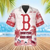 Boston Red Sox Retro Waves Hawaiian Shirt Front - TeeAloha