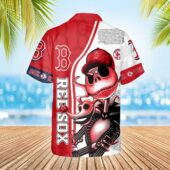 Boston Red Sox Skeleton Style Hawaiian Shirt Back - TeeAloha