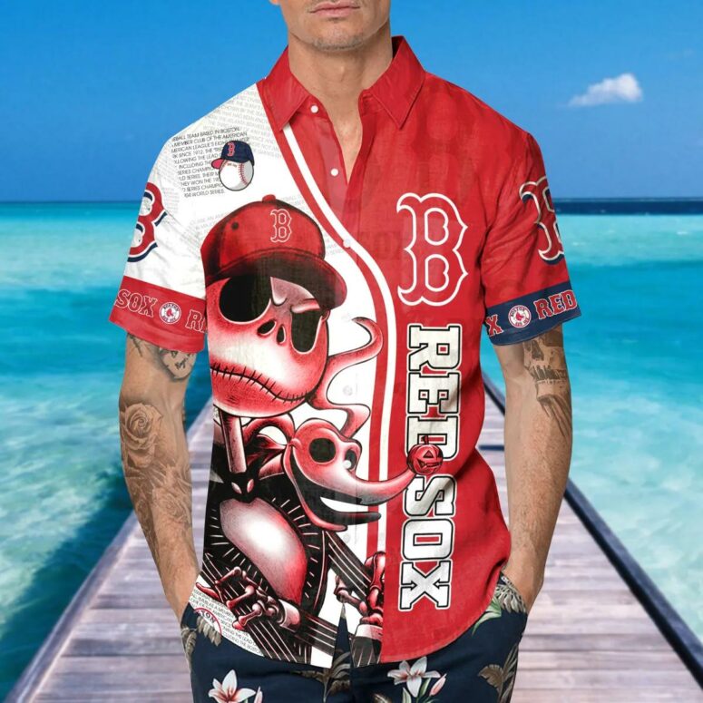 Boston Red Sox Skeleton Style Hawaiian Shirt