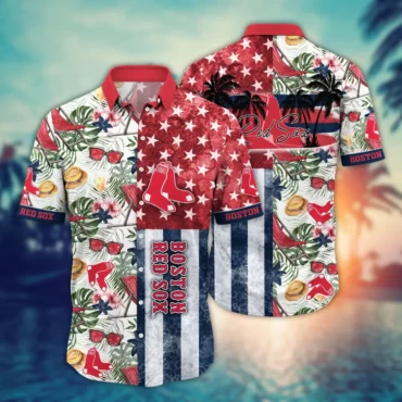 Boston Red Sox Summer Patchwork Tropical Hawaiian Shirt