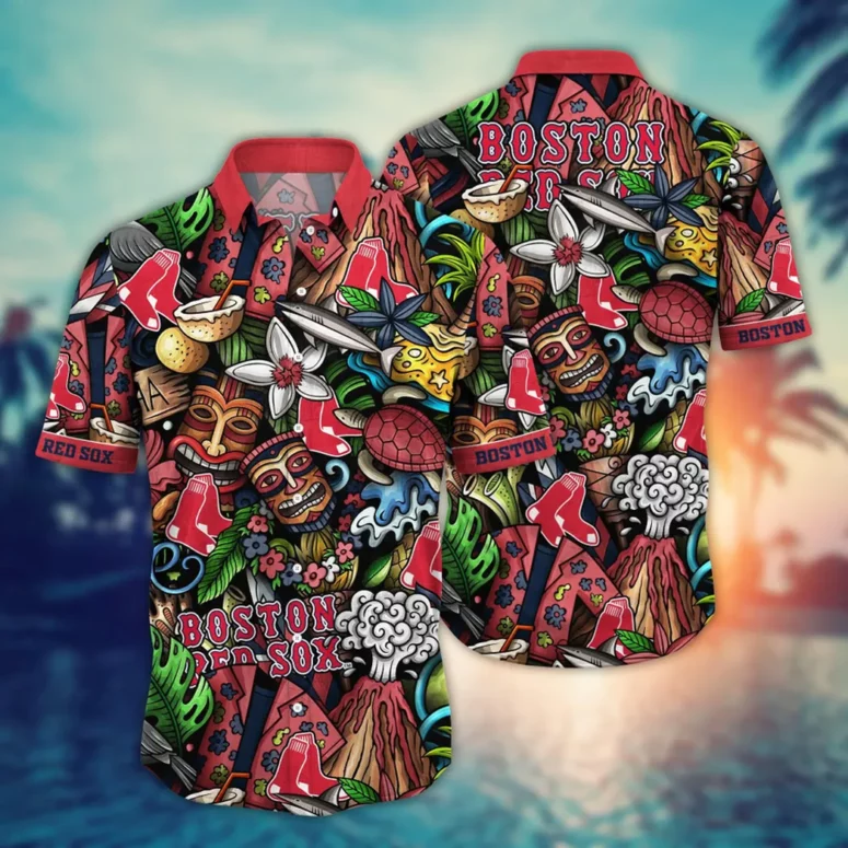 Boston Red Sox Tiki Jungle Hawaiian Shirt