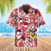 Boston Red Sox Tropical Logo Collage Hawaiian Shirt Front - TeeAloha