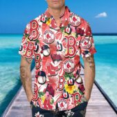 Boston Red Sox Tropical Logo Collage Hawaiian Shirt Mockup Front Men - TeeAloha