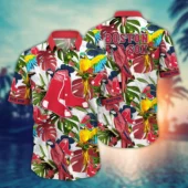 Boston Red Sox Tropical Parrot Hawaiian Shirt