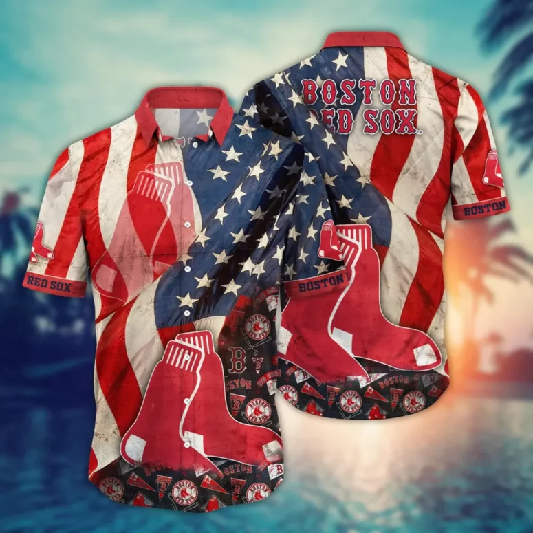 Boston Red Sox Vintage American Pride Hawaiian Shirt