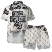 Chicago White Sox Team Logo One Pride Pattern Hawaiian Shirt Back With Short - TeeAloha