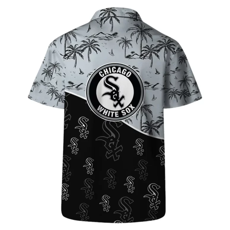 Chicago White Sox Team Logo Palm Leaf Pattern Hawaiian Shirt